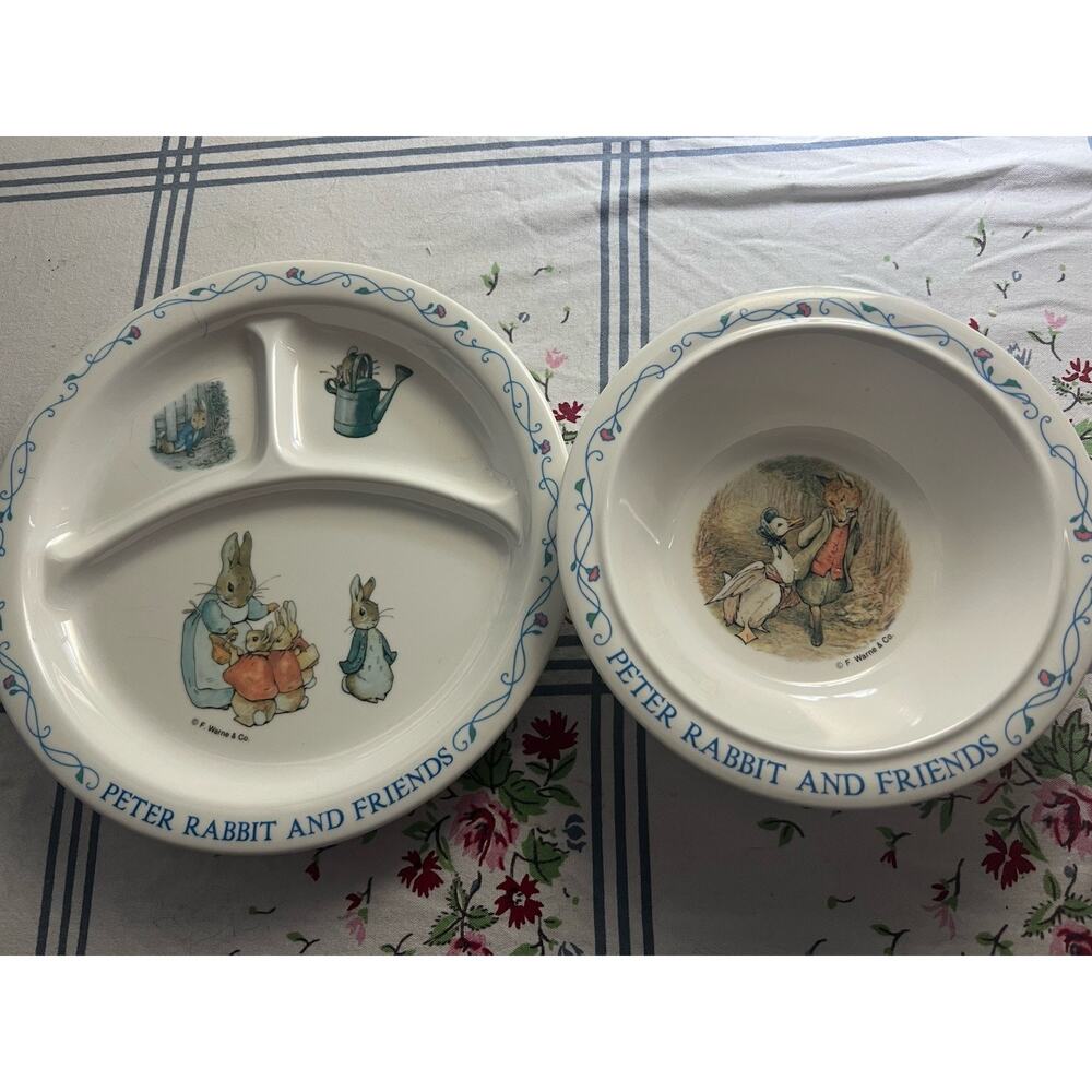 Vintage Eden Beatrix Potter Peter Rabbit and Friends Melamine Plate Bowl